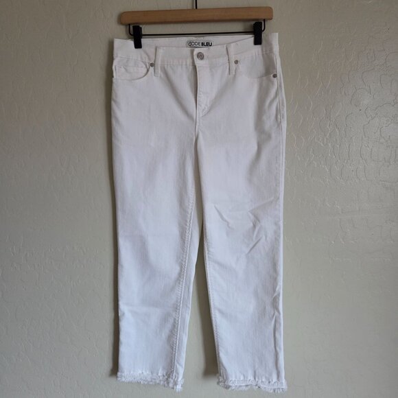 Code Bleu High-Rise Straight Frayed Ankle Jeans White Size Women's 4P Petite - Picture 1 of 10